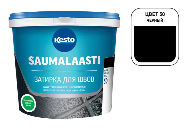 Затирка для плитки Kesto Saumalaasti 3кг10 Белый, 11 Природно-белый, 28 Песочный, 29 Светло-бежевый, 30 Бежевый, 31 Светло-коричневыйый, 32 Тёмно-коричневыйый, 39 Светлый мрамор, 40 Серый, 41 Средне-серый, 42 Сине-серый, 43 Светло-серый, 44 Тёмно-серый, 48 Графитовый-серый, 50 Черный