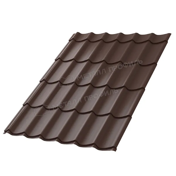 Металлочерепица Металл Профиль Ламонтерра Х Norman полиэстер 0,5 сталь RAL 8017 коричневая - м2