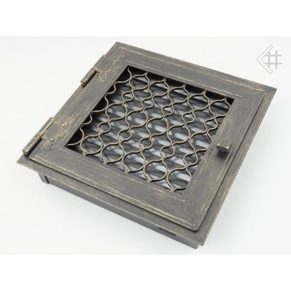 Вентиляционная решетка Ретро графит с одной дверкой открывающаяся 22х22 в строительном магазине