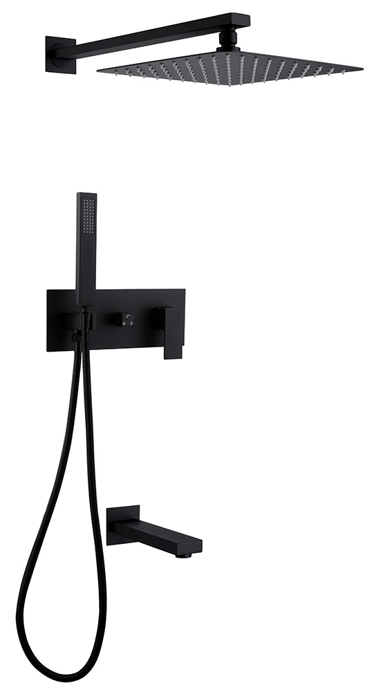 Душевая система ABBER Daheim AF8217B скрытого монтажа с изливом, черная матовая в строительном магазине