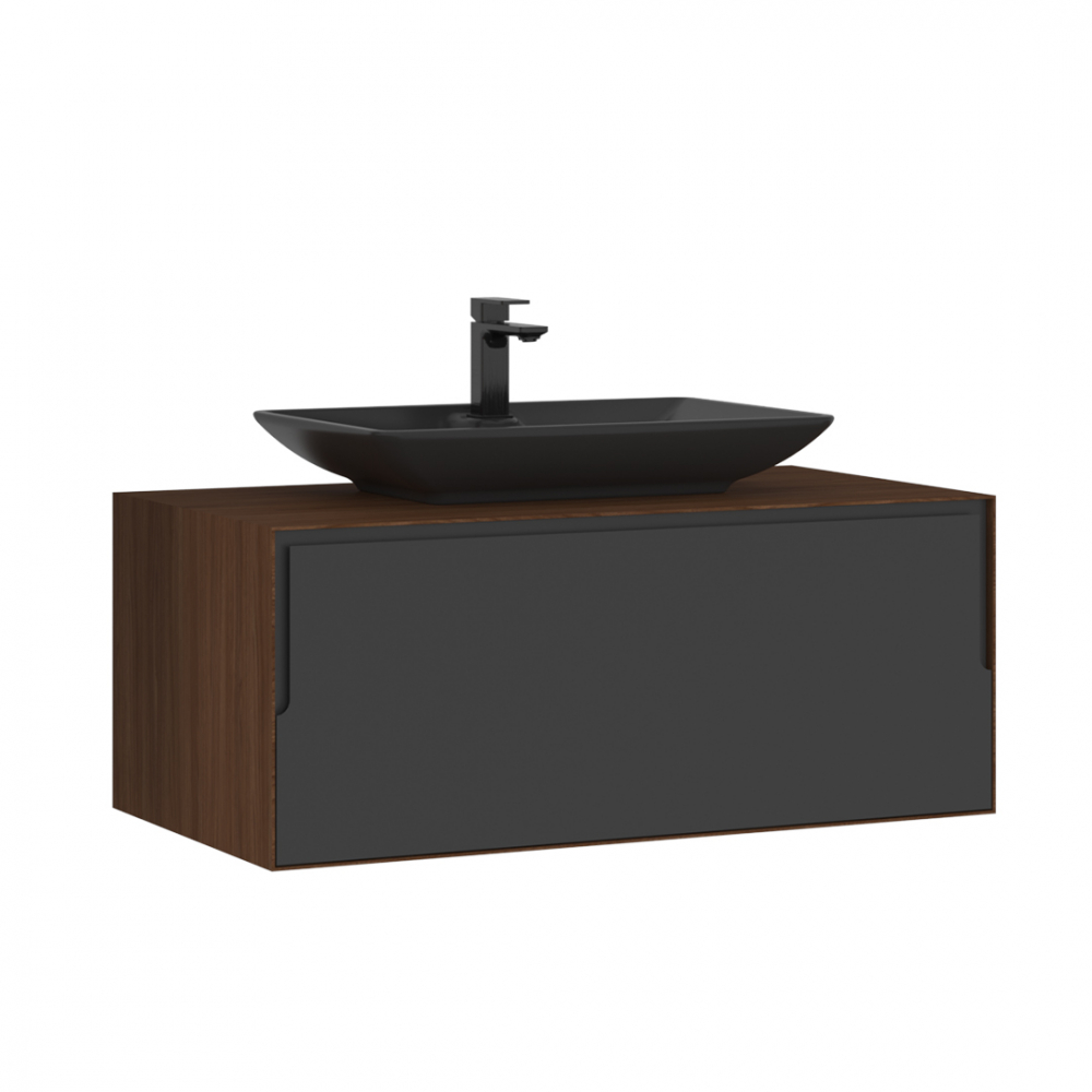 Тумба с раковиной ORKA Craft 100 подвесная, орех/антрацит в строительном магазине