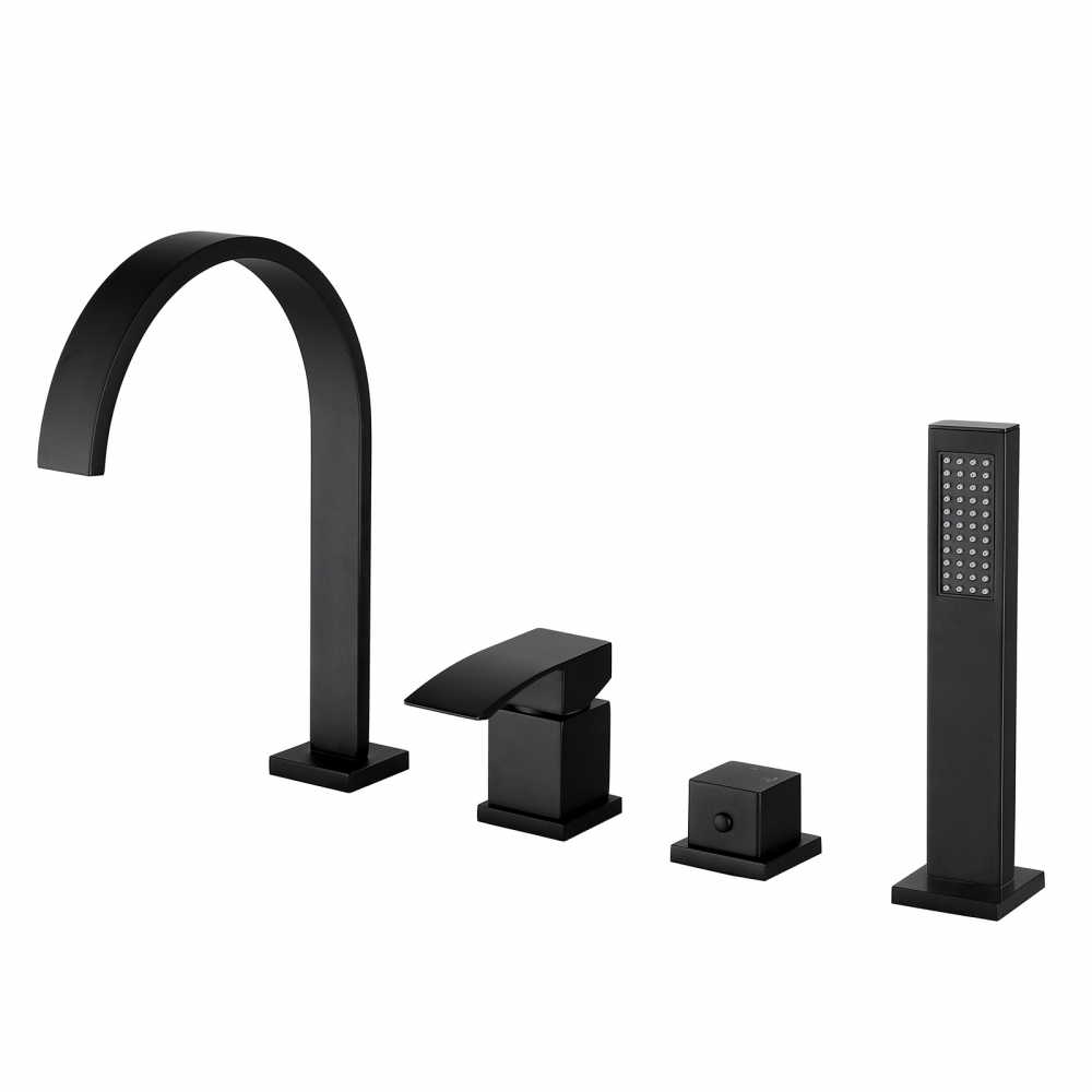 Смеситель ABBER Wasserfall AF8613B на борт ванны, черный матовый в строительном магазине