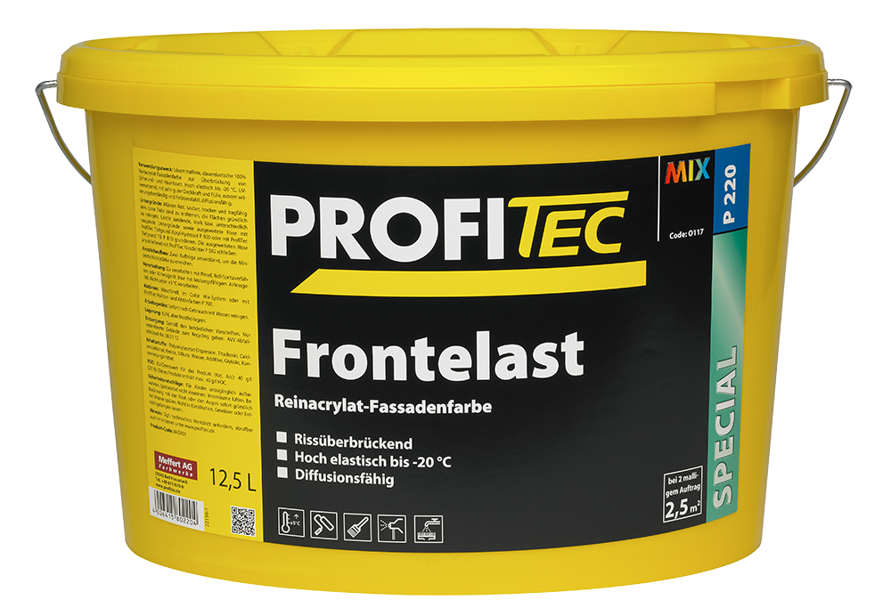 Краска фасадная Profi Tec P 220 Frontelast перекрывающая трещины на дисперсионной основе 12,5л в строительном магазине