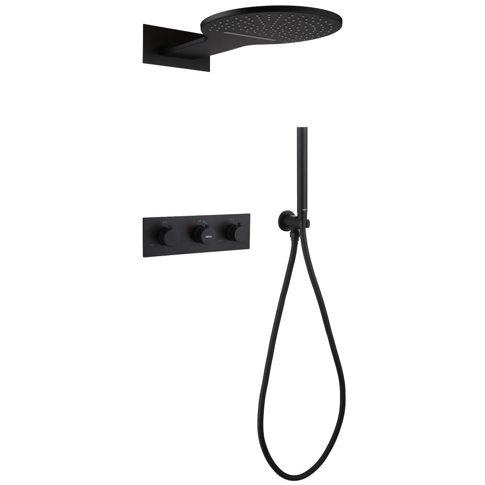 Душевая система ABBER Wasser Kreis AF8151B скрытого монтажа без излива, термостат, черный матовый в строительном магазине