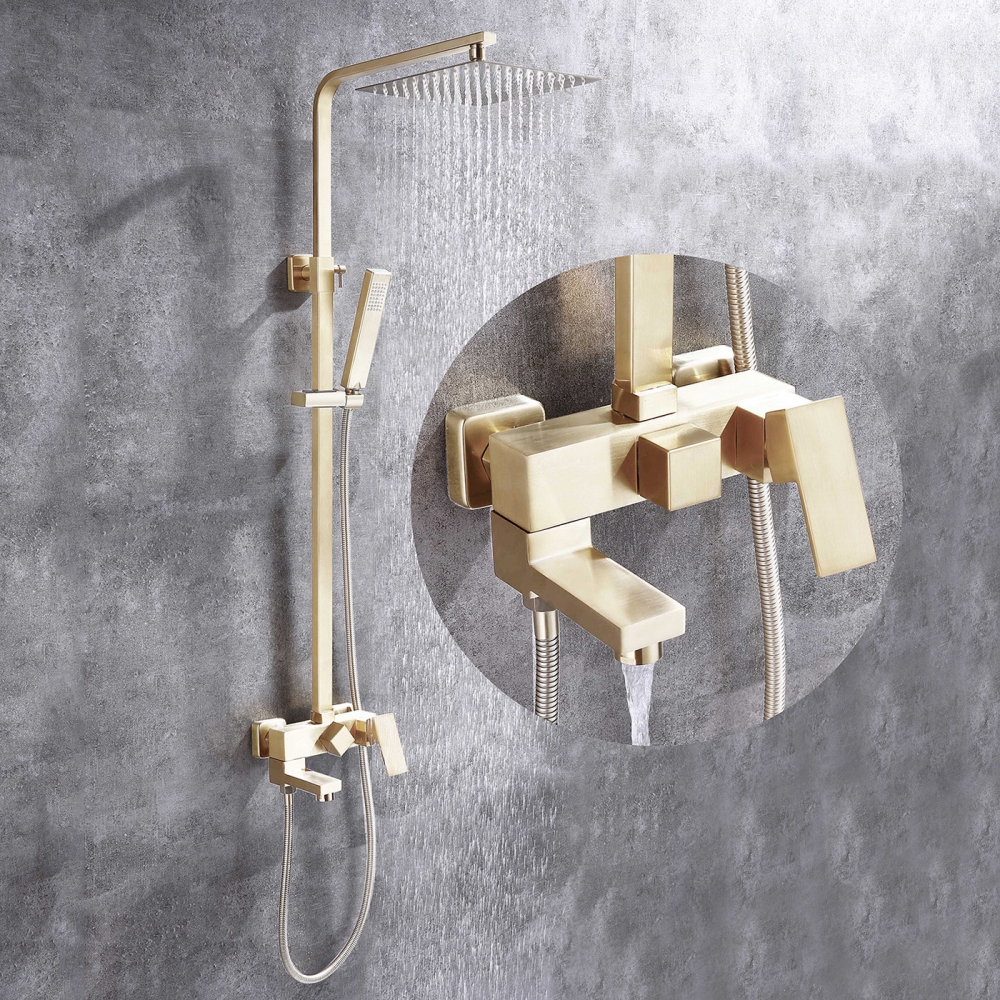 Душевая стойка ABBER Daheim AF8216GL с изливом, золото матовое в строительном магазине