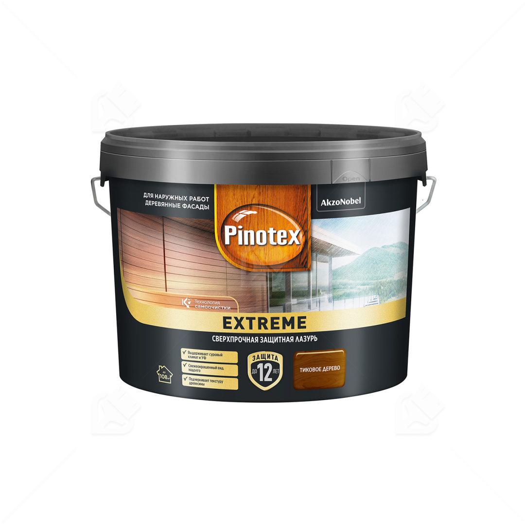Пропитка Pinotex Extreme для защиты дерева тик, 9 л