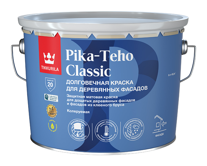 Краска для деревянных фасадов Tikkurila Pika Teho Classic акрилатная матовая 9л в строительном магазине