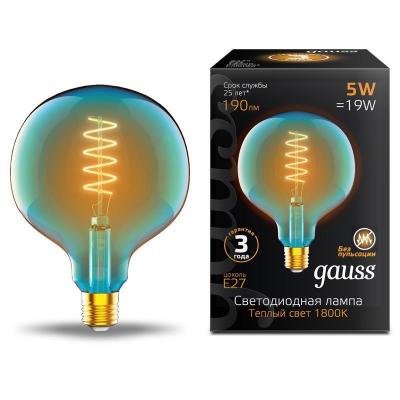 Лампа светодиодная диммируемая филаментная Gauss E27 5W 1800K синяя 1013802105 в строительном магазине