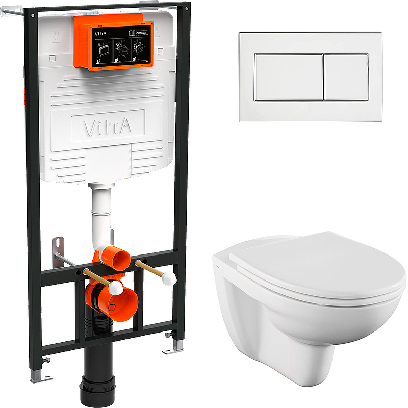 Комплект унитаза VitrA Normus L-box 9773B003-7206 с инсталляцией и кнопкой, сиденье микролифт в строительном магазине