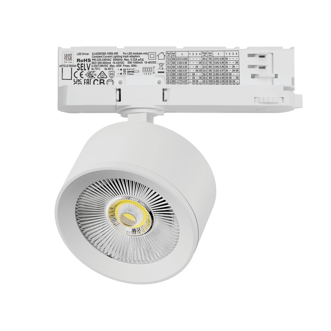 A5536QT Светильник ALTA PRO для трековой системы Quattro LED 15W 1700LM 36G БЕЛЫЙ 3000K с адаптером (215536 + 594036) в строительном магазине