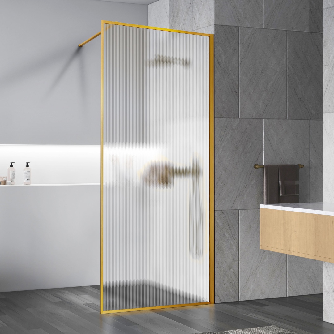 Душевая перегородка Vincea Walk-In VSW-1HP800FLBG, 800x2000, брашированное золото, стекло рифленое в строительном магазине