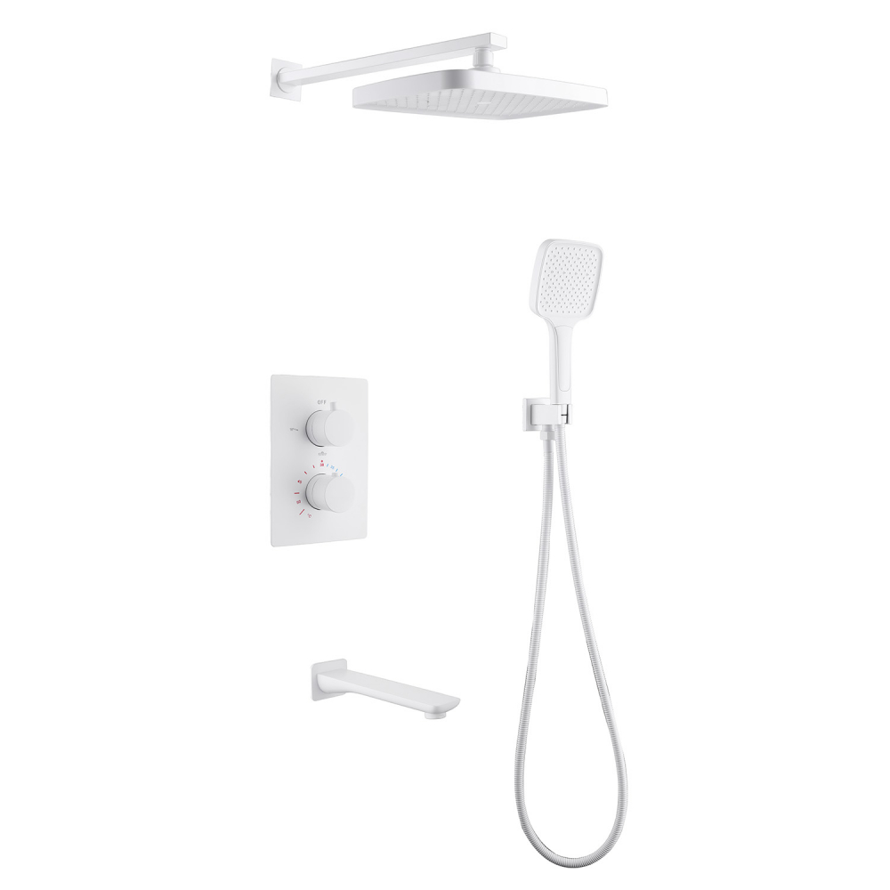 Душевая система ABBER Weiss Insel AF8050W скрытого монтажа с изливом, термостат, белый в строительном магазине