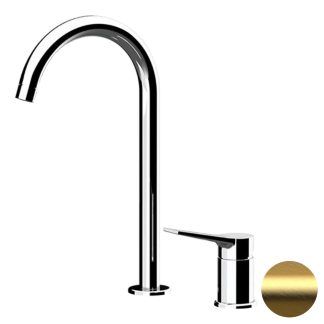 Смеситель для раковины Remer Slash SL57LBG, золото брашированное в строительном магазине