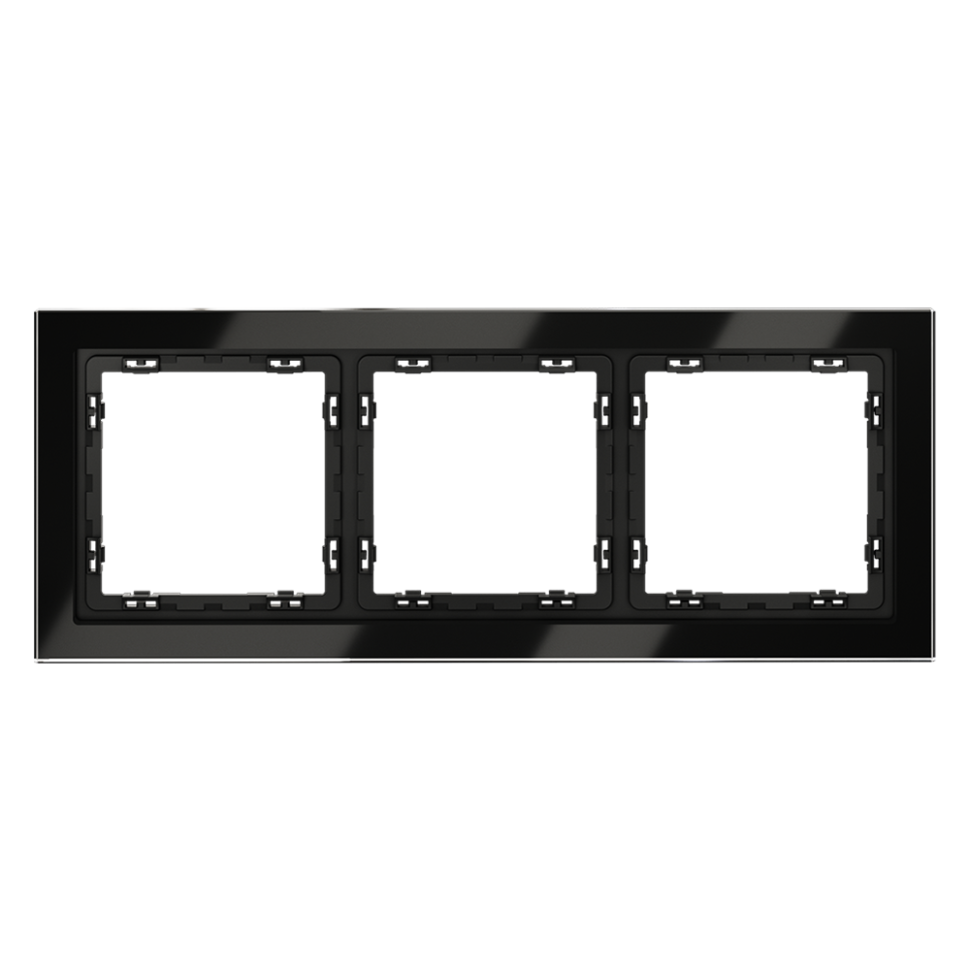 Рамка стеклянная VOLTUM S70 на 3 поста, (черный,стекло) в строительном магазине