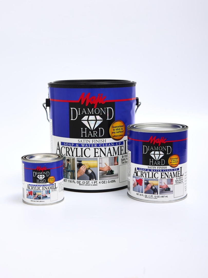 Эмаль для внутренних и наружных работ Majic Paints Diamond Hard /Маджик Паинтс Даимонд Хард сверхпрочная акриловая 0,9л в строительном магазине