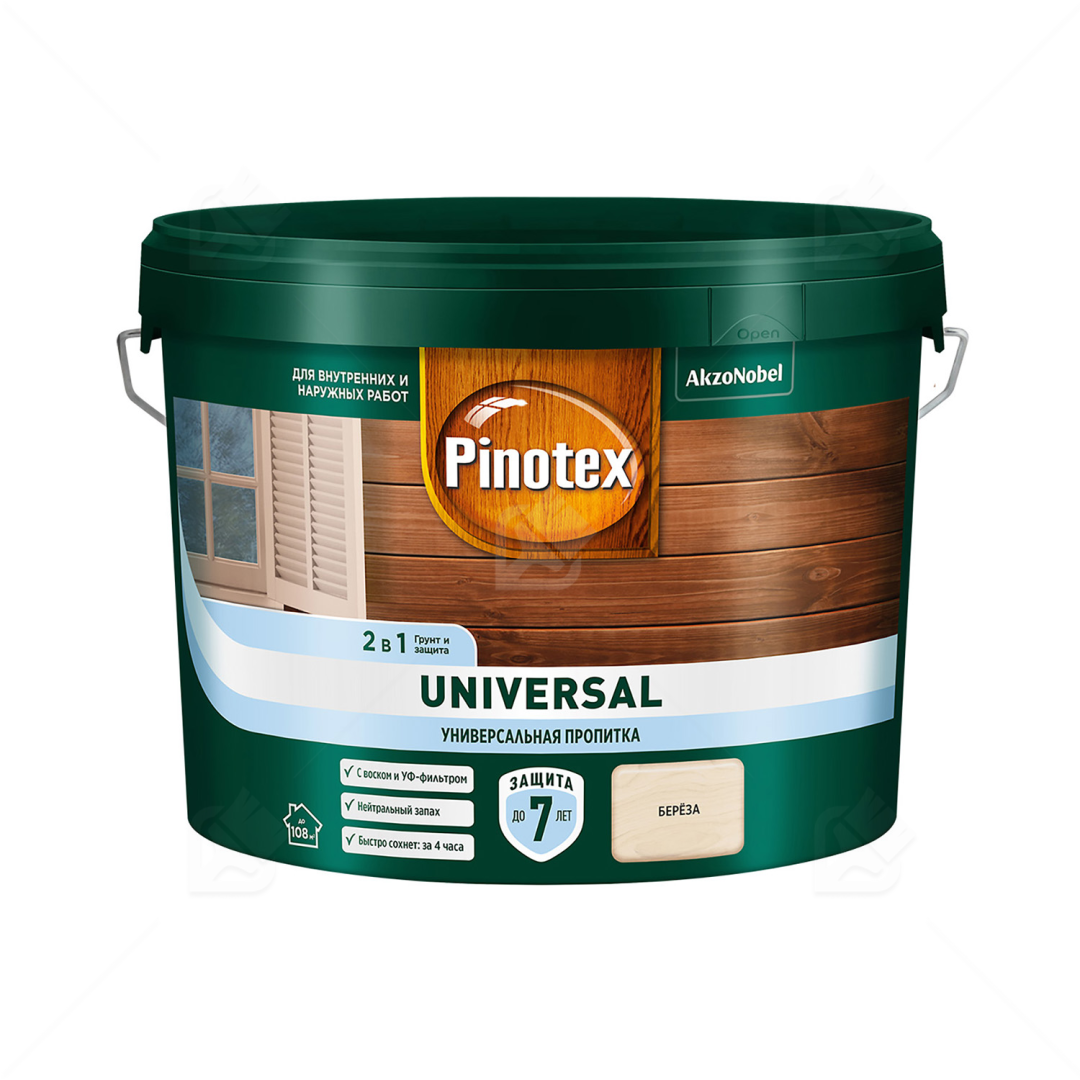 Пропитка Pinotex Universal 2в1 для древесины Берёза 9л