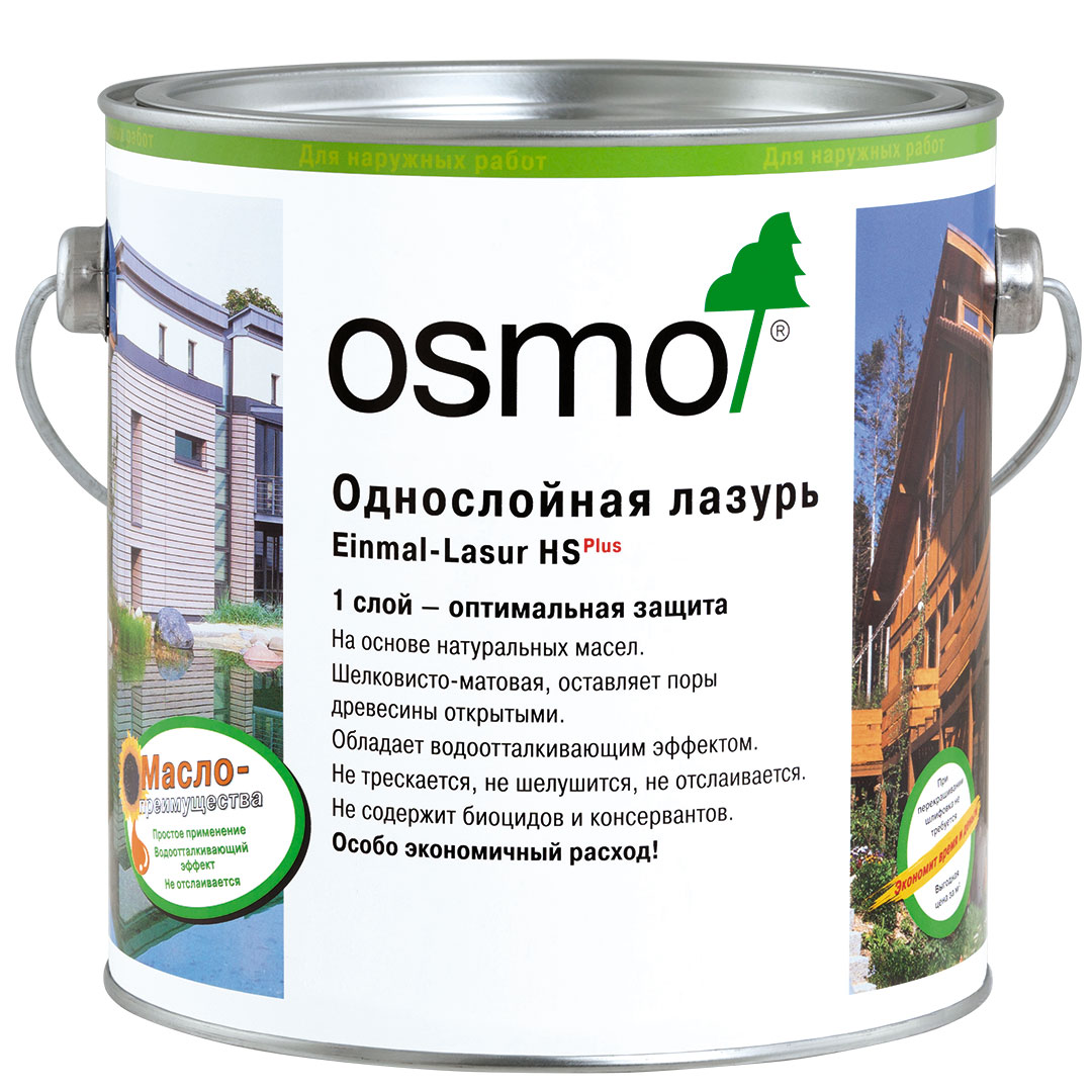 Масло-лазурь для наружных и внутренних работ "Einmal-Lasur HS Plus" OSMO (Осмо) 9221 (сосна) 0,125л в строительном магазине