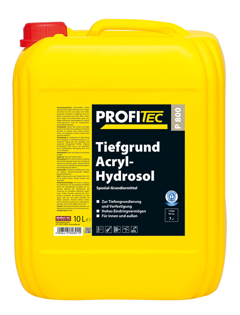 Грунт Profi Tec P 800 Tiefgrund Acryl-Hydrosol мелкозернистый для глубокого грунтования и укрепления поверхностей 10л