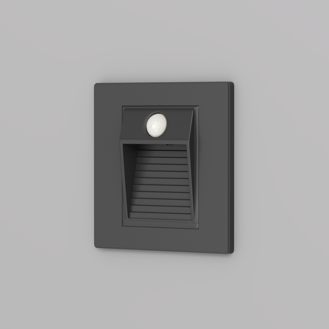 DK1020-BK Светильник встраиваемый в стену c датчиком движения, IP 20, LED 3000, 1 Вт, черный, пластик в строительном магазине