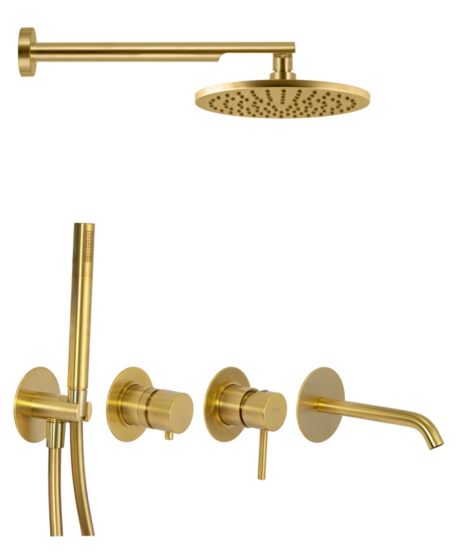 Душевая система Remer X Style X96D3SETBG, золото брашированное в строительном магазине