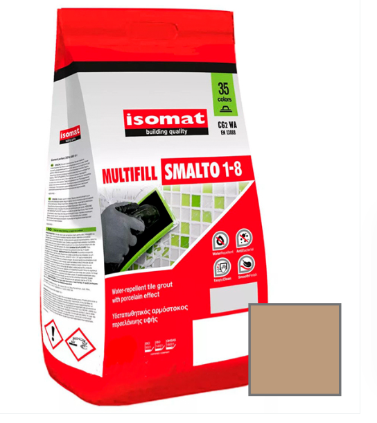 Затирка для плитки Isomat Multifill Smalto 1-8 №21 Карамель 2 кг21 карамель, 01 Белый, 02 Черный, 03 серый, 04 перламутрово-серый, 05 светло-серый, 06 багама-бежевый, 07 красно-коричневый, 08 коричневый, 09 светло-коричневый, 10 темно-серый, 11 слоновая кость, 13 красный, 15 манхеттен серый, 16 светлая охра, 17 анемон, 18 перламутрово-бежевый, 19 мокко, 20 марун, 25 крокус, 29 серебряно-серый, 30 цементно-серый, 31 керамик, 32 синий миконос, 40 тёмно-коричневый, 41землянисто-коричневый, 42 серовато-бежевый, 43 оливковый зеленый, 44 желтовато-коричневый, 45 песочный, 46 серовато-синий, 47 сиреневый, 48 лимонный желтый, 49 бирюзовый