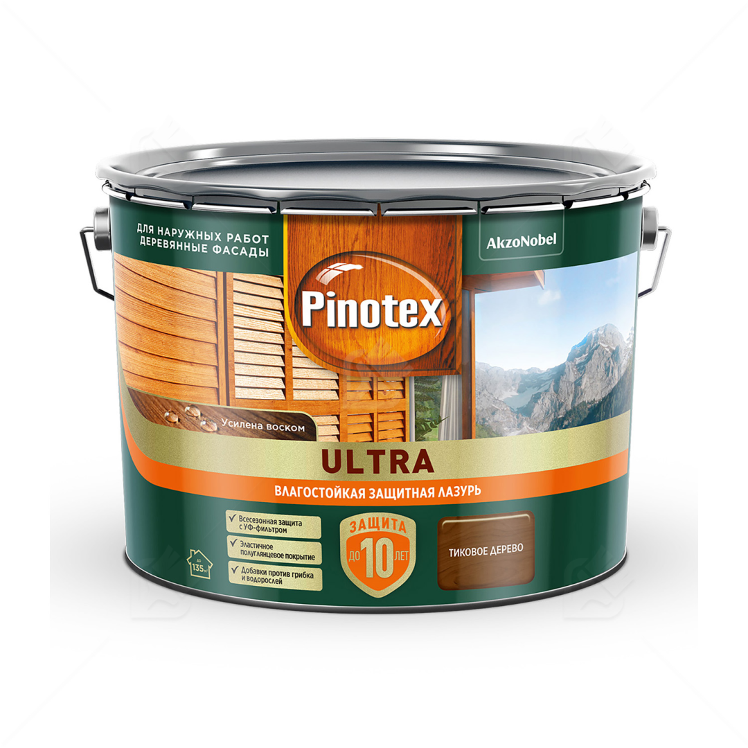 Пропитка Pinotex Ultra AWB полуглянцевая тик 9 л