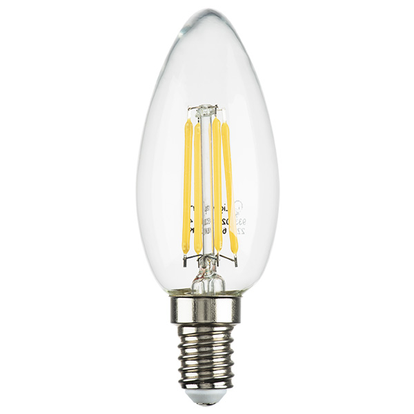 933504 Лампа LED FILAMENT 220V C35 E14 6W=65W 400-430LM 360G CL 4000K 30000H в строительном магазине