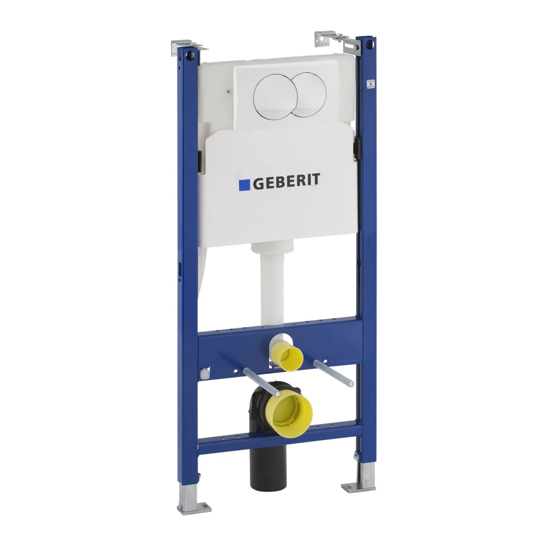 Инсталляция для подвесного унитаза с белой кнопкой GEBERIT Duofix 111.154.11.1 в строительном магазине