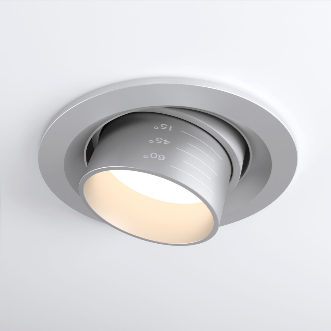 Встраиваемый светодиодный светильник с регулировкой угла освещения 9920 LED 15W 4200K серебро в строительном магазине