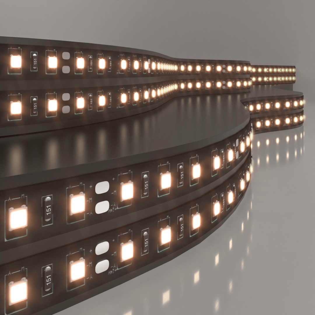 Светодиодная лента 120 Led 9,6 Вт IP20, 3300K тёплый белый, 5 м 2835 24V 120Led 9,6W IP20 Black в строительном магазине