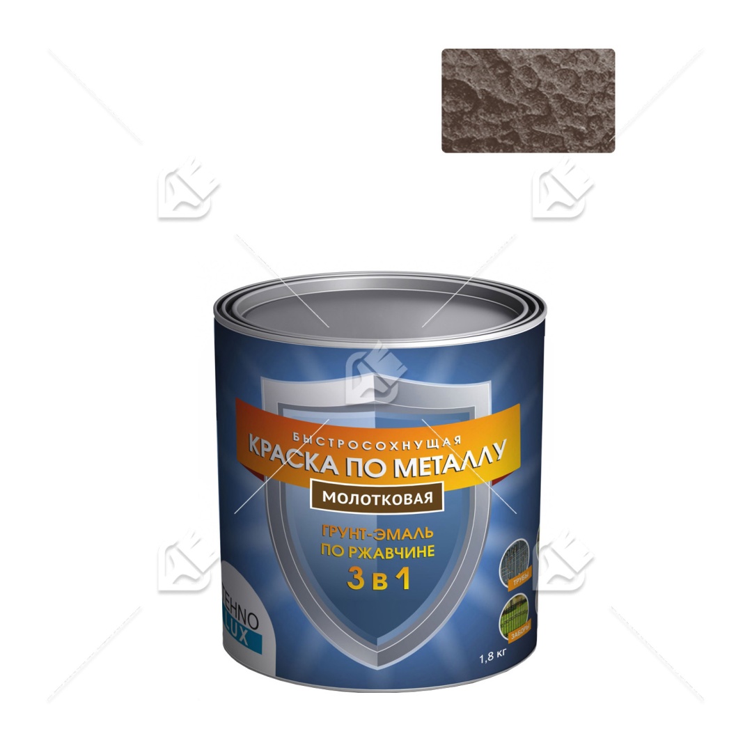 Грунт-эмаль 3в1 Технолюкс молотковая терракотовая 1,8 кг