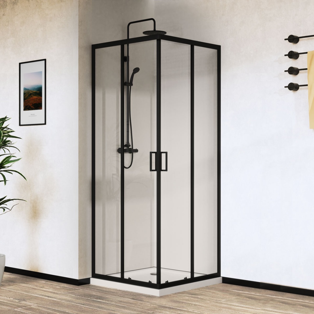 Душевой уголок Vincea City VSS-5CT8010CLB, 1000x800, черный, стекло прозрачное в строительном магазине