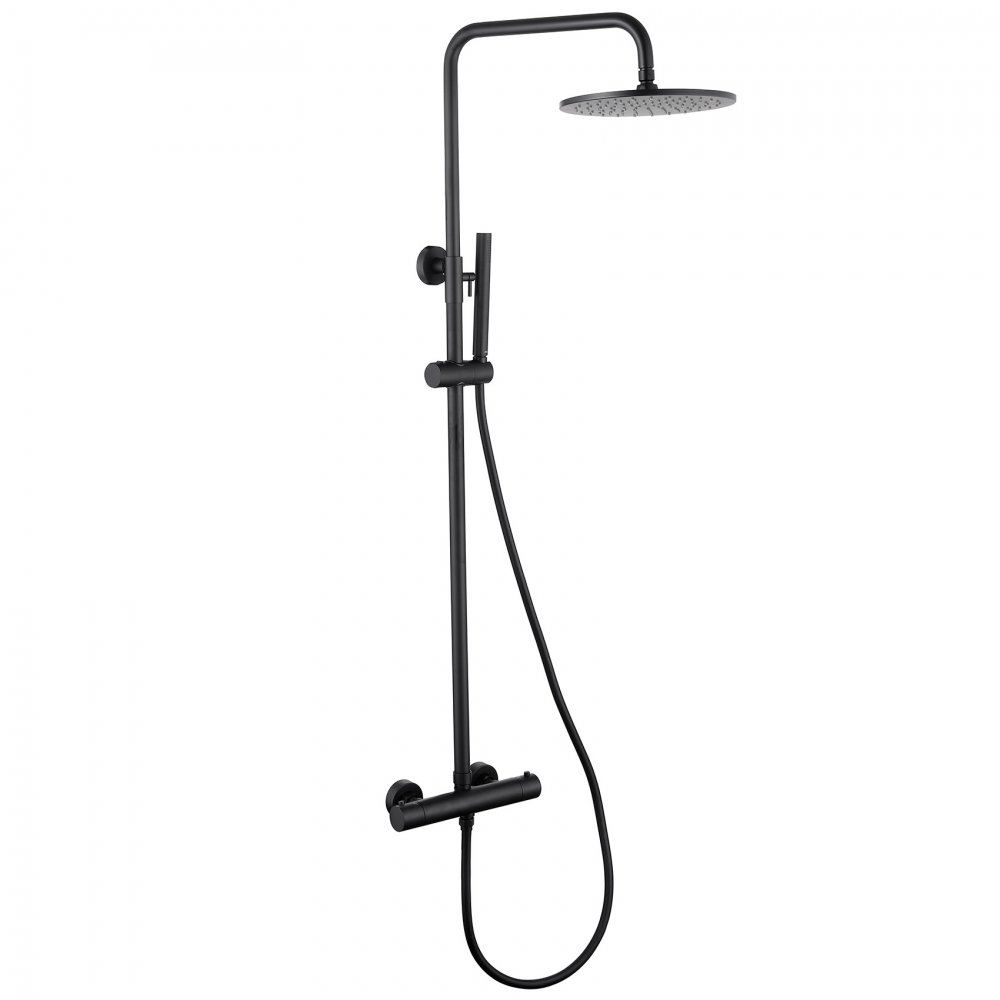 Душевая стойка ABBER Wasser Kreis AF8160BL с термостатом без излива, черная матовая в строительном магазине