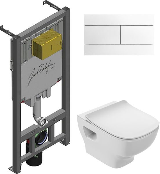 Комплект унитаза Jacob Delafon Struktura E21747RU-00 безободковый с инсталляцией и кнопкой смыва в строительном магазине