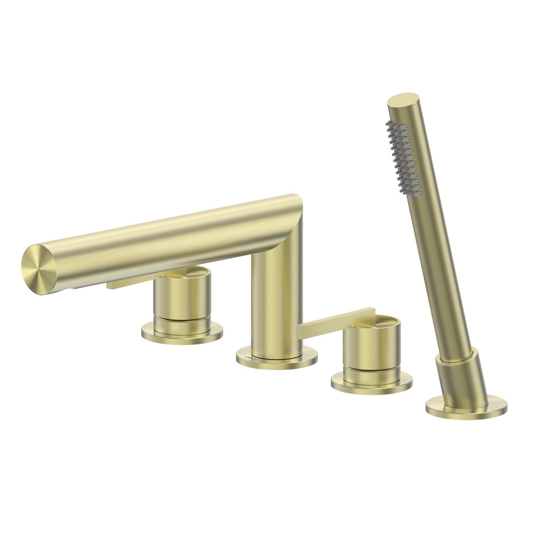 Смеситель ABBER Perfekte 316 AF8A13BG на борт ванны с лейкой, золото брашированное в строительном магазине