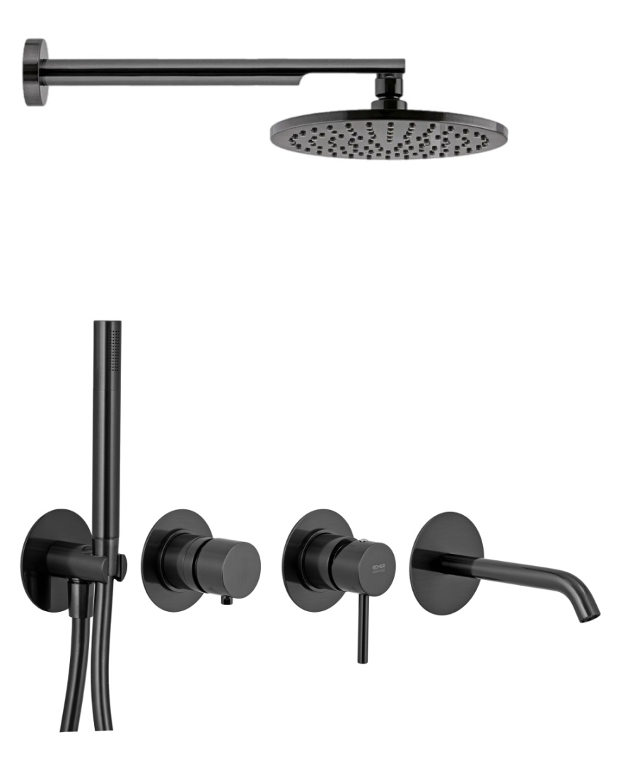 Душевая система Remer X Style X96D3SETCFP, черный брашированный хром в строительном магазине