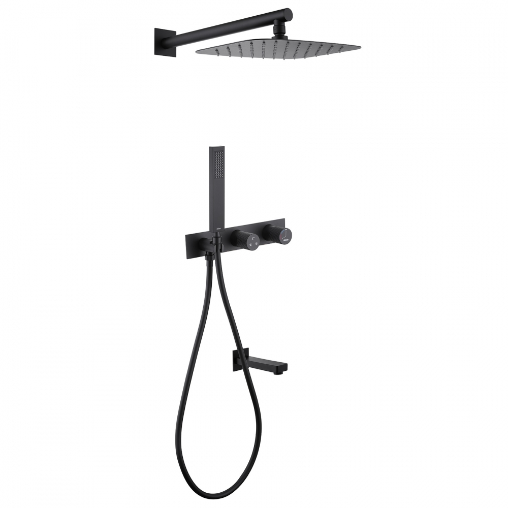 Душевая система ABBER Rund AF8717B скрытого монтажа с изливом, черная матовая в строительном магазине