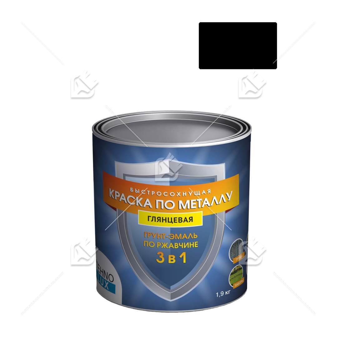 Грунт-эмаль 3в1 Технолюкс гладкая черная RAL 9005 1,9 кг