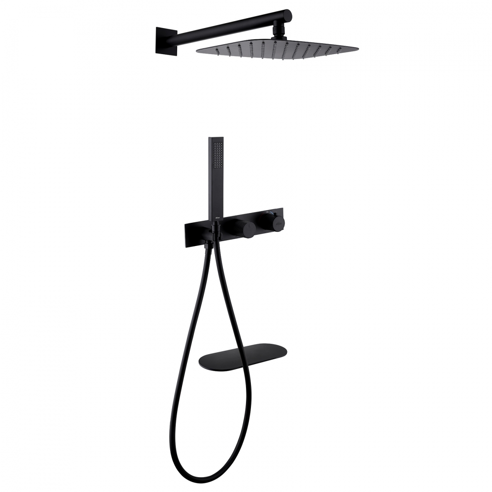 Душевая система ABBER Rund AF8750B скрытого монтажа с изливом, термостат, черная матовая в строительном магазине