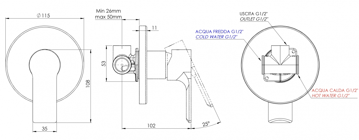 Смеситель для душа Mariani Kali B22179KL, золото брашированное в строительном магазине