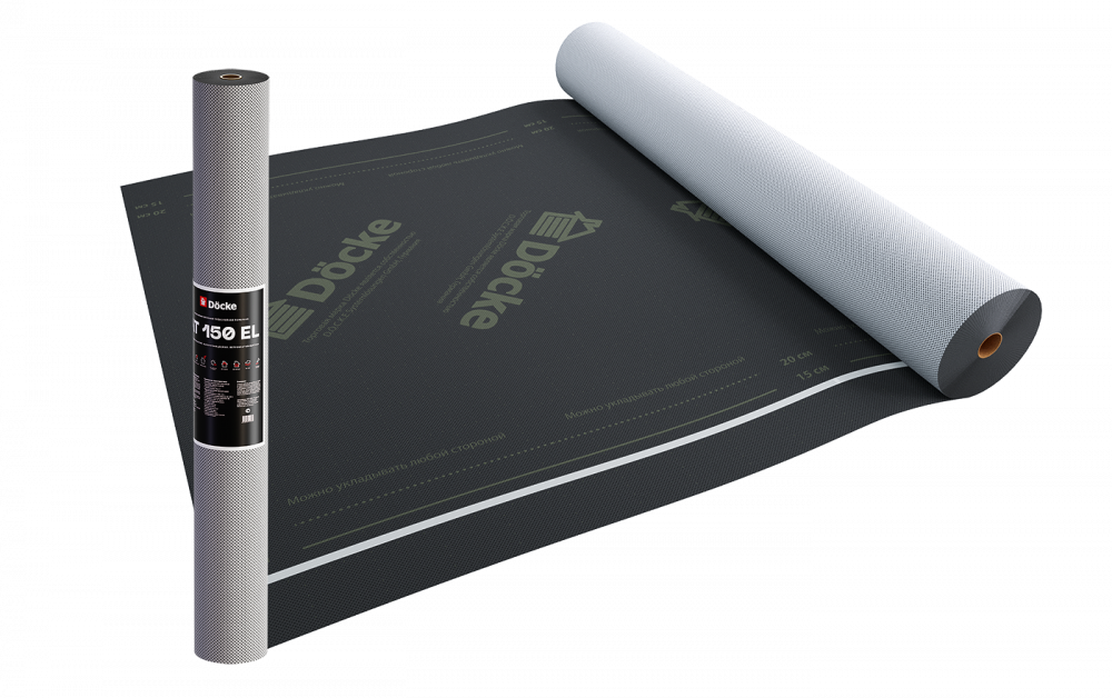 Супердиффузионная универсальная 3х слойная мембрана с клеевой полосой Docke АT 150 EL, 70 м2