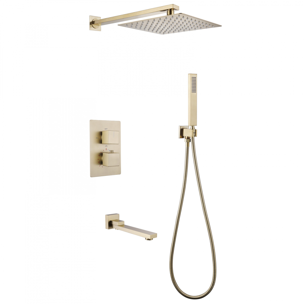 Душевая система ABBER Daheim AF8250G скрытого монтажа с изливом, термостат, золото матовое в строительном магазине