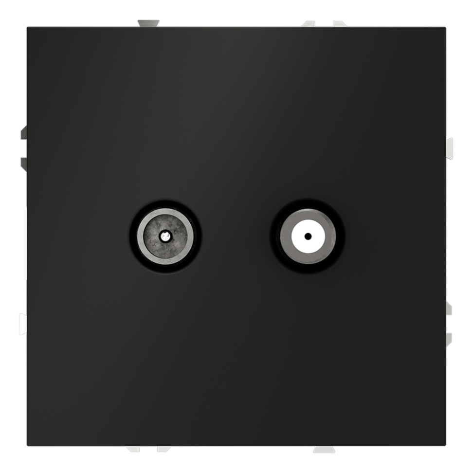 Розетка телевизионная встраиваемая VOLTUM S70 оконечная TV+SAT, (черный матовый) в строительном магазине