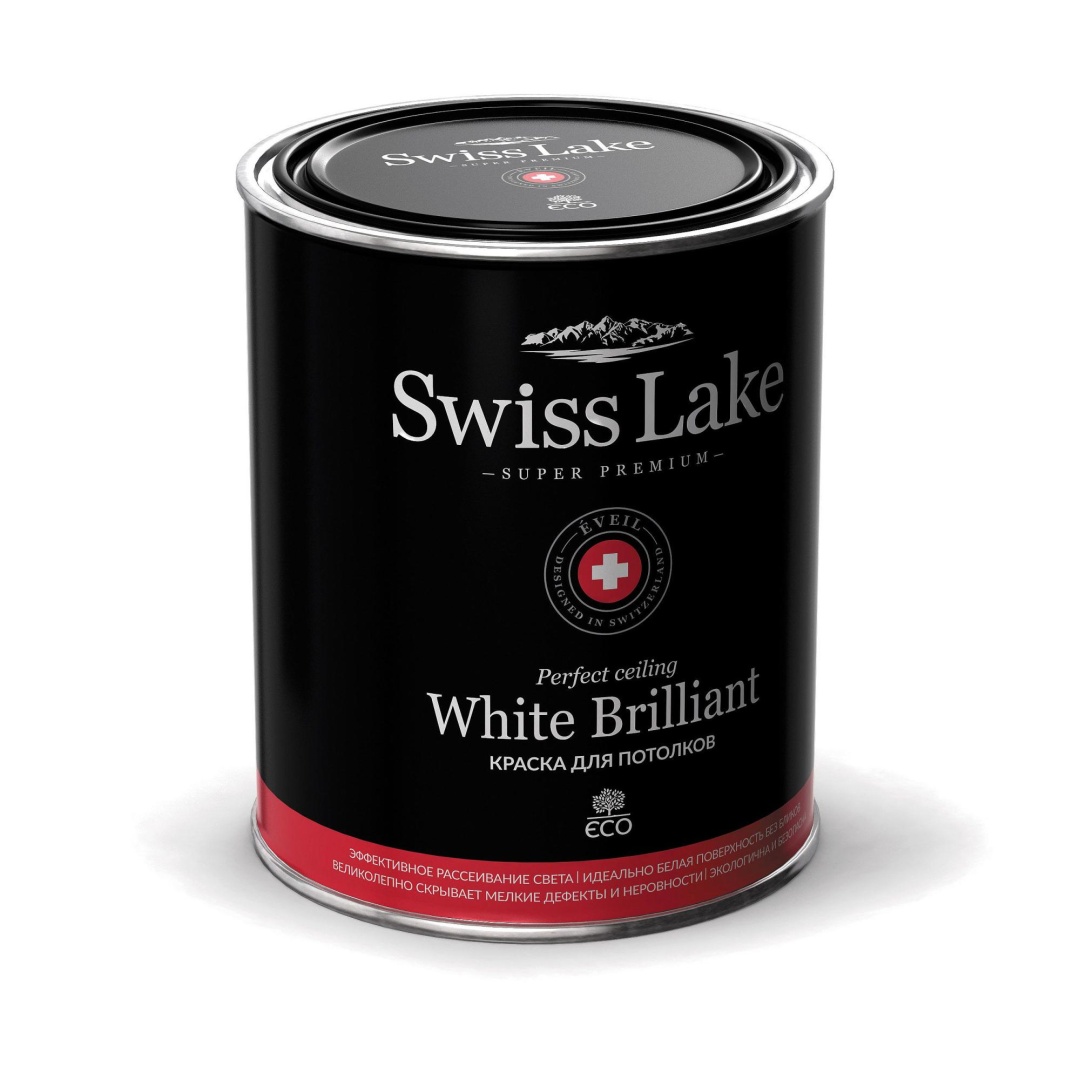 Краска для потолков White Brilliant (Swiss Lake) глубокоматовая 2,7л в строительном магазине