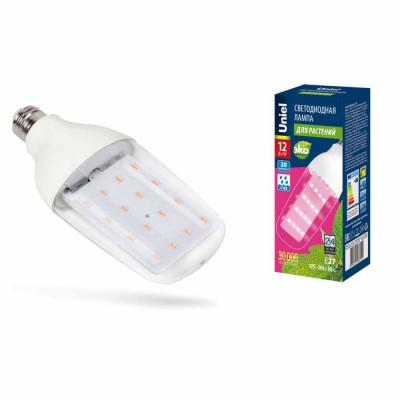 Лампа светодиодная для растений Uniel E27 12W прозрачная LED-B82-12W/SPBR/E27/CL PLP33WH UL-00007647 в строительном магазине