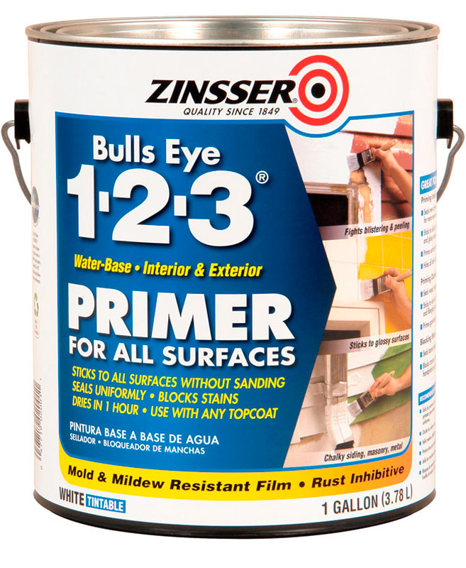 Грунт универсальный Zinsser Bulls Eye 1-2-3 Primer адгезионный стирол-акриловый 3,8л