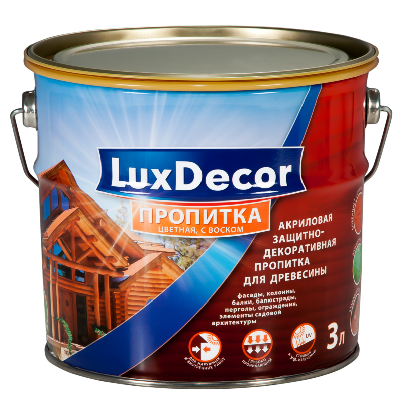 Пропитка для дерева LUX Decor от влаги и гниения (дуб) 10л