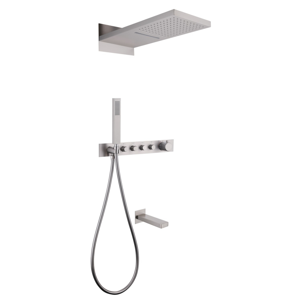 Душевая система ABBER Rund AF8753SP скрытого монтажа с изливом, термостат, сатин (555х230) в строительном магазине