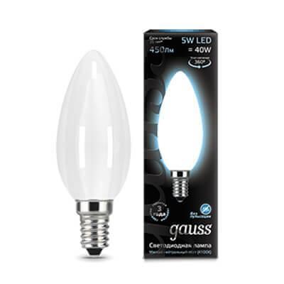 Лампа светодиодная филаментная Gauss E14 5W 4100К матовая 103201205 в строительном магазине