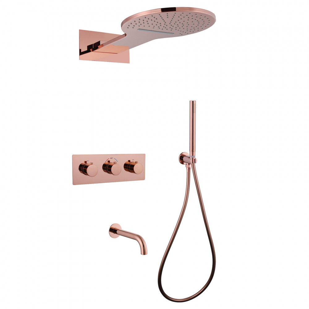 Душевая система ABBER Wasser Kreis AF8150RG скрытого монтажа с изливом, термостат, розовое золото в строительном магазине